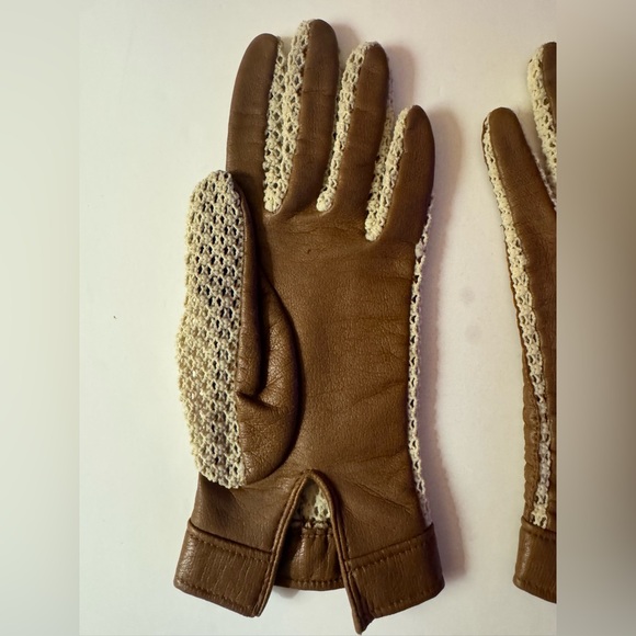 Authentic Vintage Crochet w/ Faux Leathertte Gloves in EUC - Picture 7 of 7